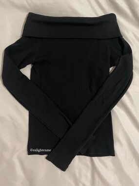 Brandy Melville Peggy black off the shoulder ribbed long sleeve top
